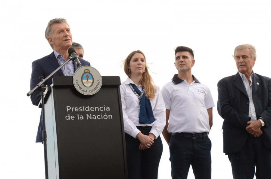 Mauricio Macri presenta los tres Pampa III. Foto: FAdeA