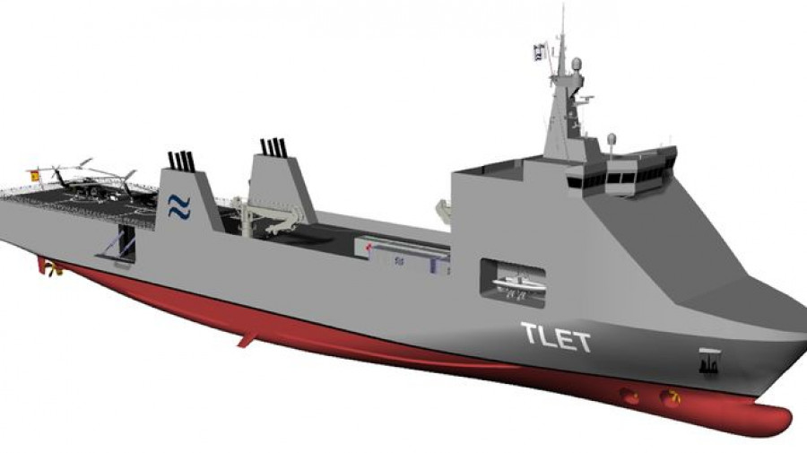 Diseño del buque Transporte Logístico Ecológico y Trivalente TLET. Foto: Navantia