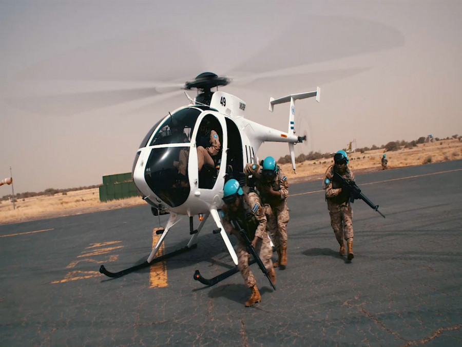 El Salvador tiene destacados tres helicópteros en su misión de paz en Mali. Foto: Ministerio de Defensa de El Salvador.