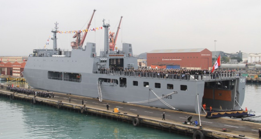 El BAP Pisco en la Base Naval del Callao este 6 de junio, al momento de su incorporación. Foto: Marina de Guerra del Perú