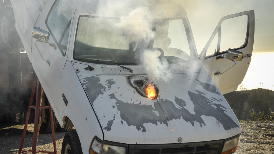 Ensayo con un arma laser de Lockheed Martin. Foto: Lockheed Martin