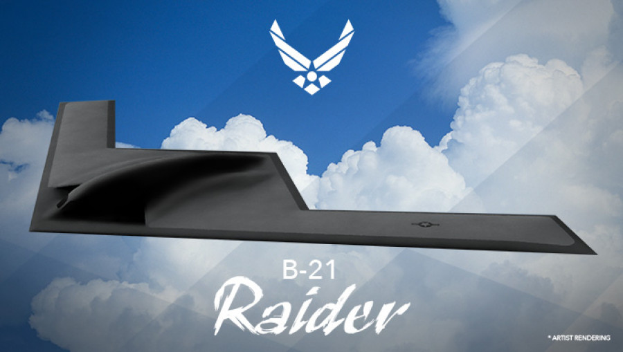 Representación artística del aspecto esperado para el futuro bombardero B-21. Imagen. USAF