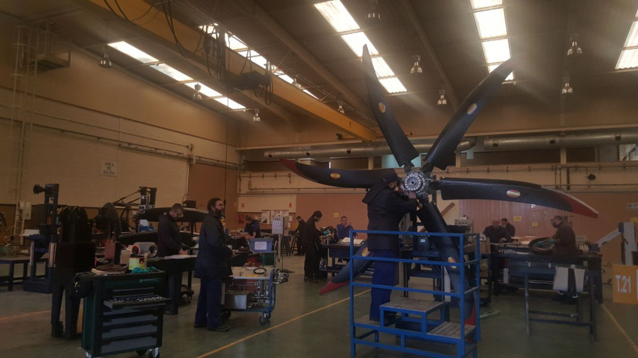 Taller de hélices de la Maestranza de Sevilla. Foto: Ejército del Aire