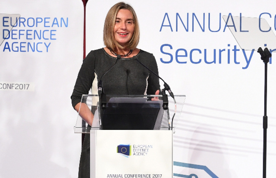 Federica Mogherini en su intervención en la Conferencia Anual de la EDA. Foto: EDA