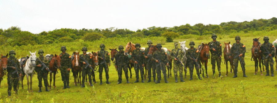 Miembros de los futuros pelotones montados. Foto: Ejército colombiano.
