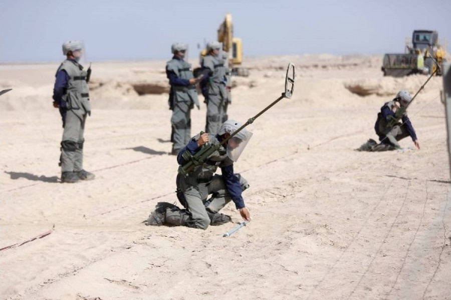 Unidad especializada del Ejército chileno en una operación de desminado. Foto: Ministerio de Defensa Nacional de Chile.