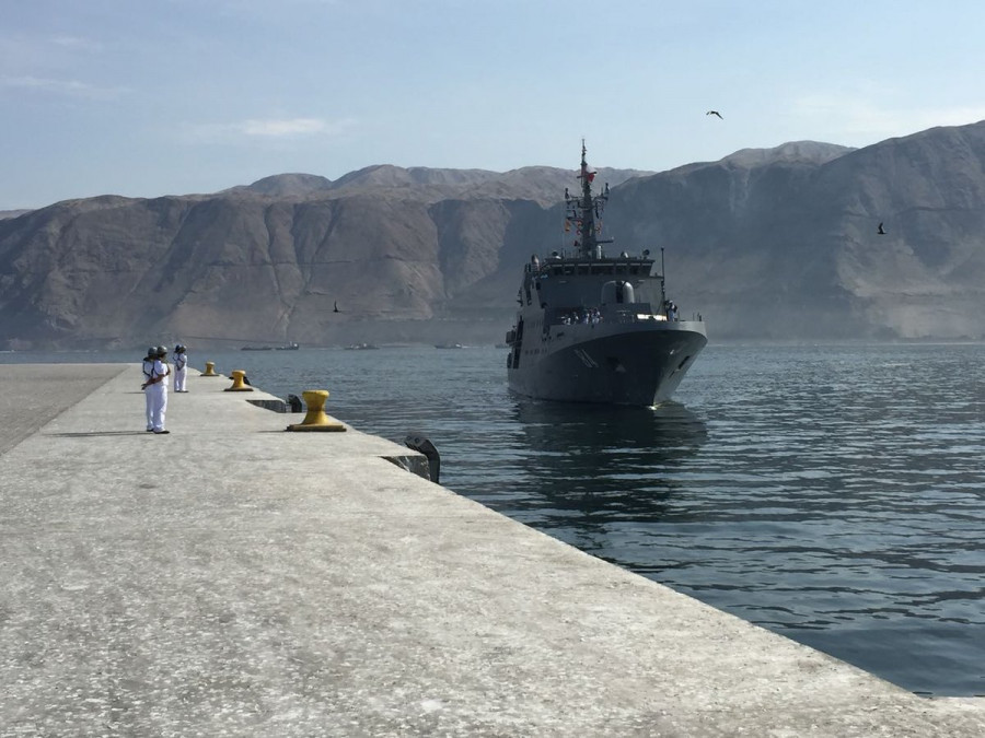 El OPV-84 Cabo Odger ingresa por primera vez a su puerto base de Iquique. Foto: Armada de Chile