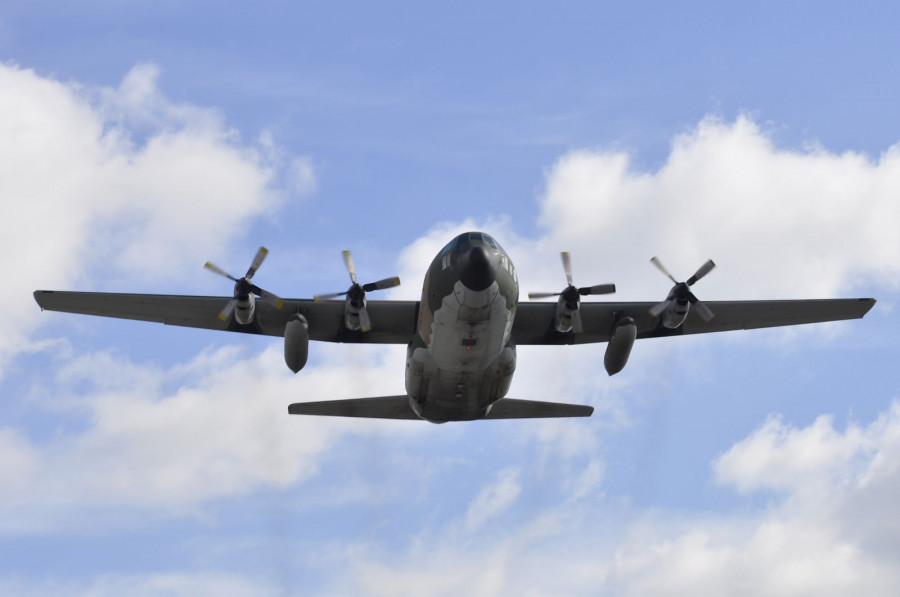 El Hercules C-130 desplegado en el ejercicio. Foto: FAA