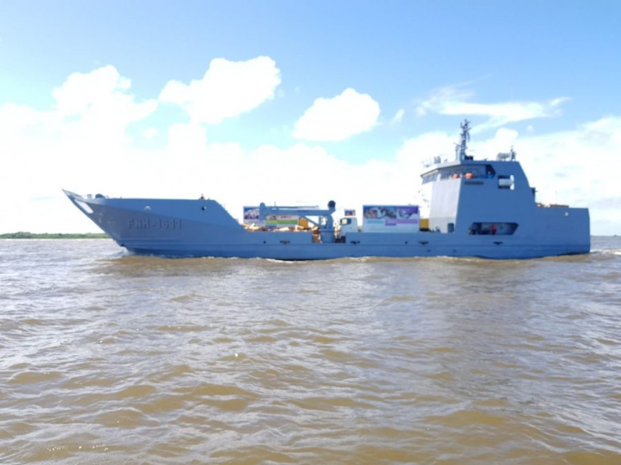 El buque de apoyo logístico Gracias a Dios´ FNH-1611 de la Fuerza Naval de Honduras . Foto: Secretaría de Defensa de Honduras.