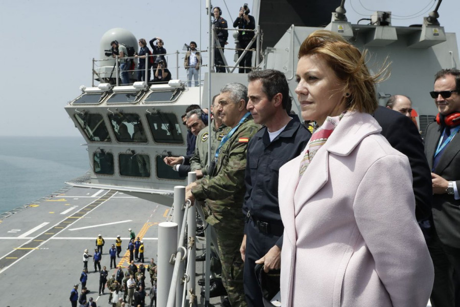 La ministra de Defensa, María Dolores de Cospedal, durante el ejercicio. Foto: Ministerio de Defensa
