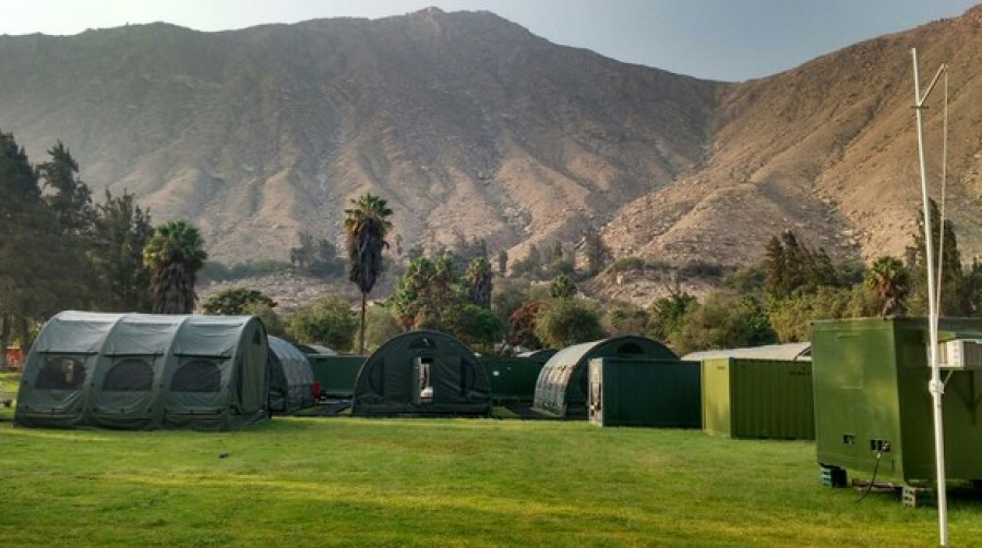 Base Modular Móvil de la Marina, instalada hace unos días en Chosica. Foto: Marina de Guerra del Perú