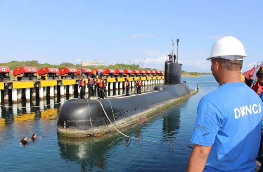 El submarino Sábalo´ S-31 ingresa a Dianca para ser sometido a mantenimiento Foto: Diques y Astilleros Nacionales C.A.