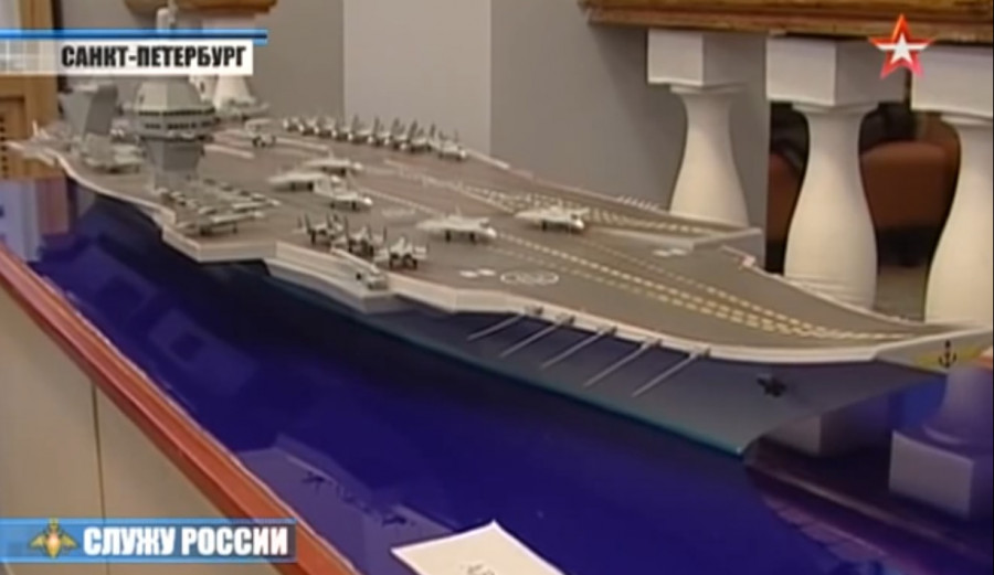 Maqueta del futuro portaaviones ruso. Foto: TV Zvezda