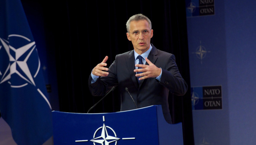El secretario general de la OTAN, Jens Stoltenberg, durante su intervención del miércoles. Foto: OTAN