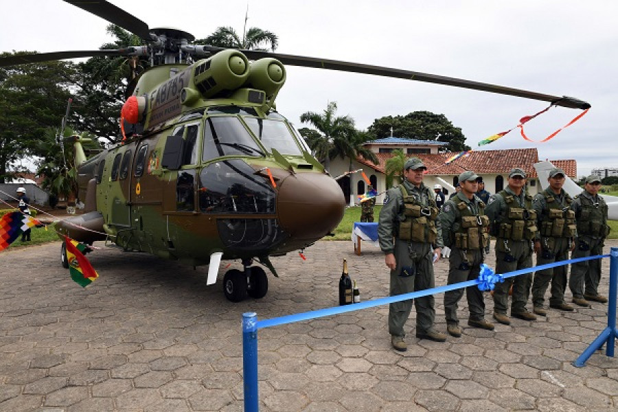 Helicóptero Super Puma, matricula FAB785, entregado recientemente a la Fuerza Aérea de Bolivia. Foto: Agencia Boliviana de Información.