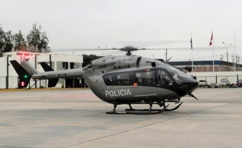 Helicóptero EC145 PNP en la base del Callao de la Dirección de Aviación Policial. Foto: Peter Watson