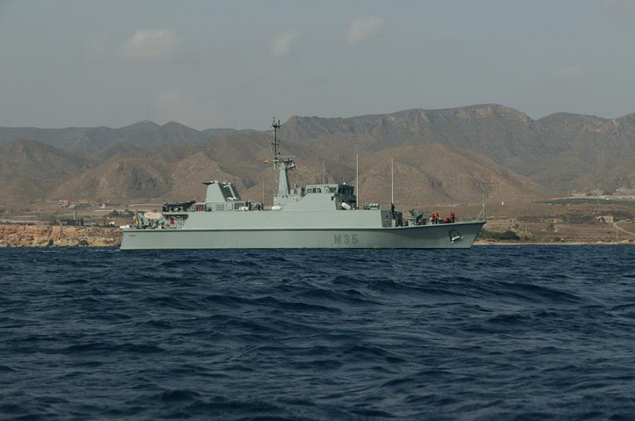 El cazaminas Duera a su regreso a Cartagena. Foto: Armada