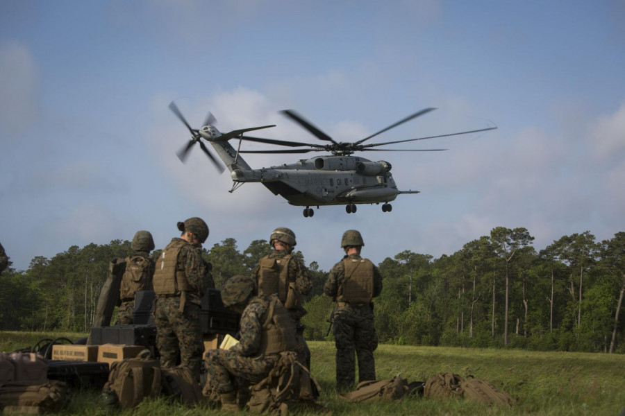Helicópteros CH-53E Super Stallion y marines estadounidenses desplegados en Honduras. Foto: U.S. Southern Command.