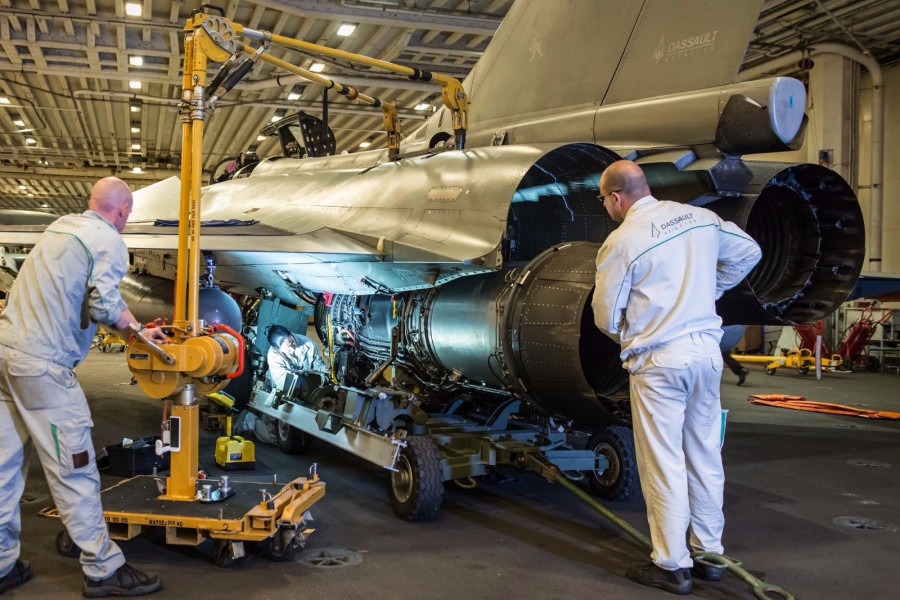 Motor M88 en un caza Rafale. Foto: Dassault Aviation