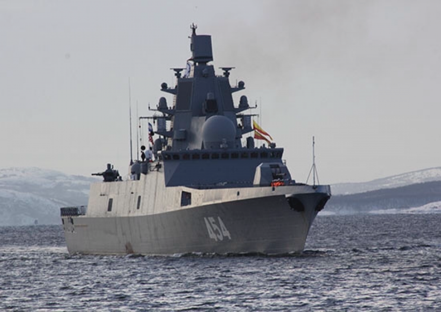 La fragata 'Admiral Serguéi Gorshkov' encabeza el grupo naval. Foto: Ministerio de Defensa de Rusia.