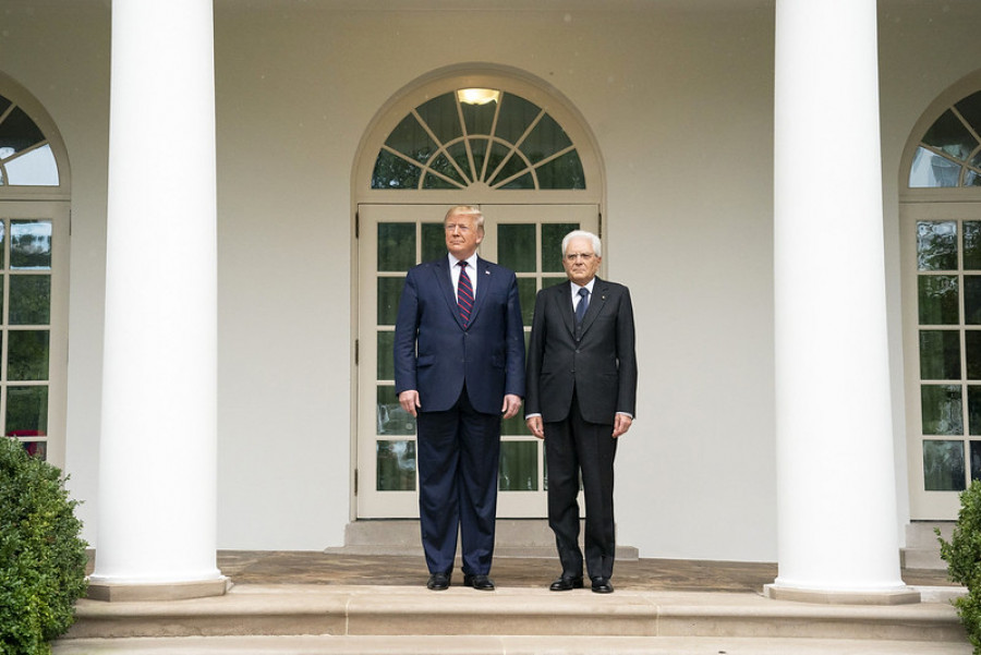 Trump y Mattarella ante la Casa Blanca. Foto: White House