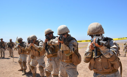 Soldados conscriptos del Batallón de Infantería Motorizado Rancagua en la fase de formación inicial del combatiente individual Foto Ejército de Chile