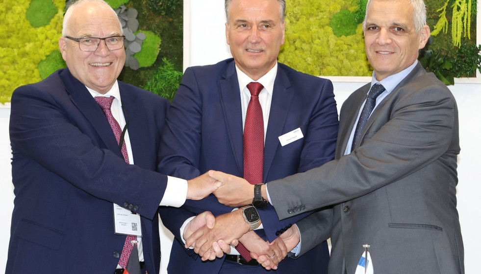 Acuerdo de Rafael, Diehl y Hensoldt en Paris Air Show 2023. Foto. Rafael