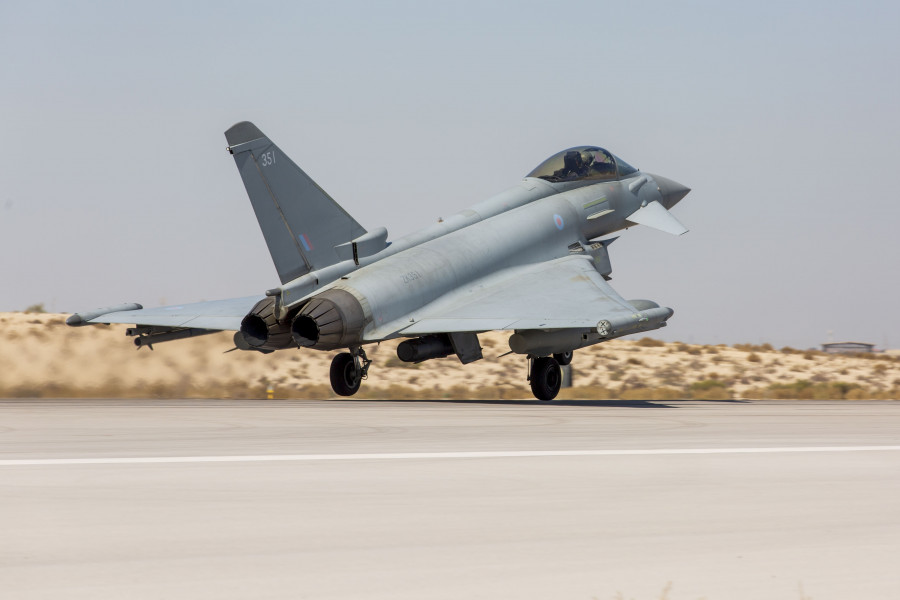 Avión de combate Eurofighter Typhoon de la RAF en Arabia Saudí. Foto. Eurofighter
