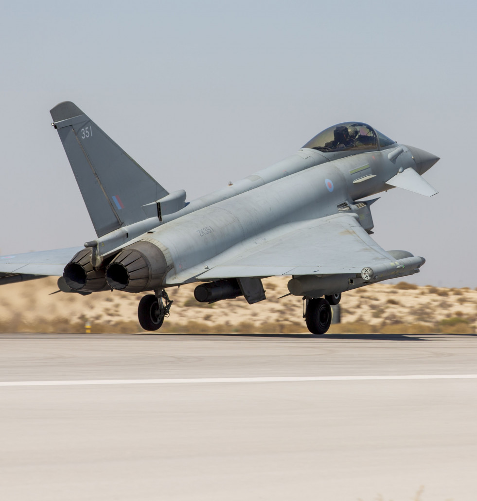 Avión de combate Eurofighter Typhoon de la RAF en Arabia Saudí. Foto. Eurofighter