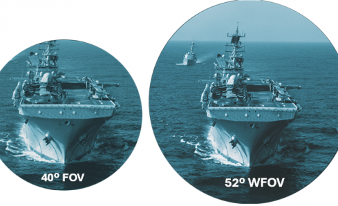 Visión de 40º standard vs Visión de Campo Ampliado de 52º de NVLS. Aplicación naval
