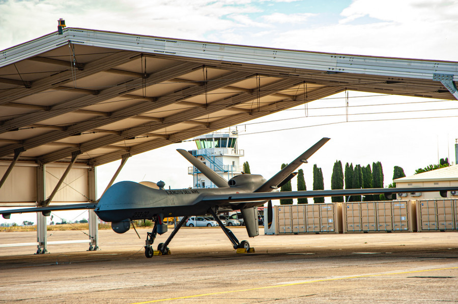 Predator B en la base de Talavera la Real. Foto Ejército del Aire