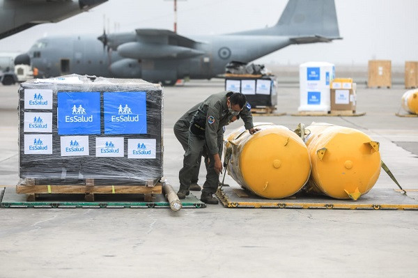 Los KC-130H se emplean para el transporte de plantas oxígeno a diferentes regiones del Perú. Foto FAP