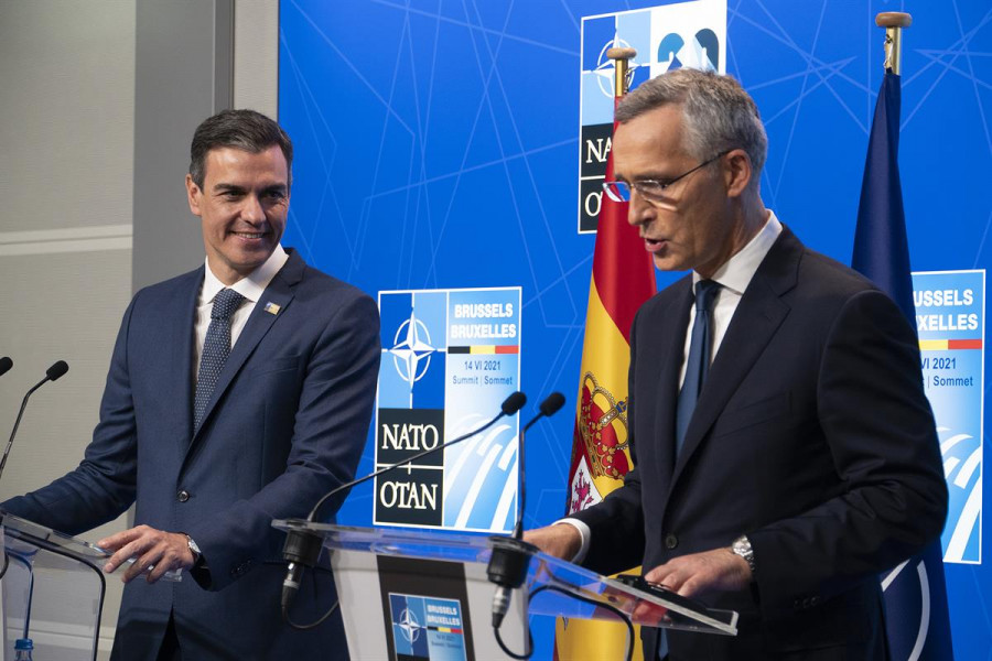 Rueda de prensa de Sánchez y Stoltenberg. Foto La Moncloa
