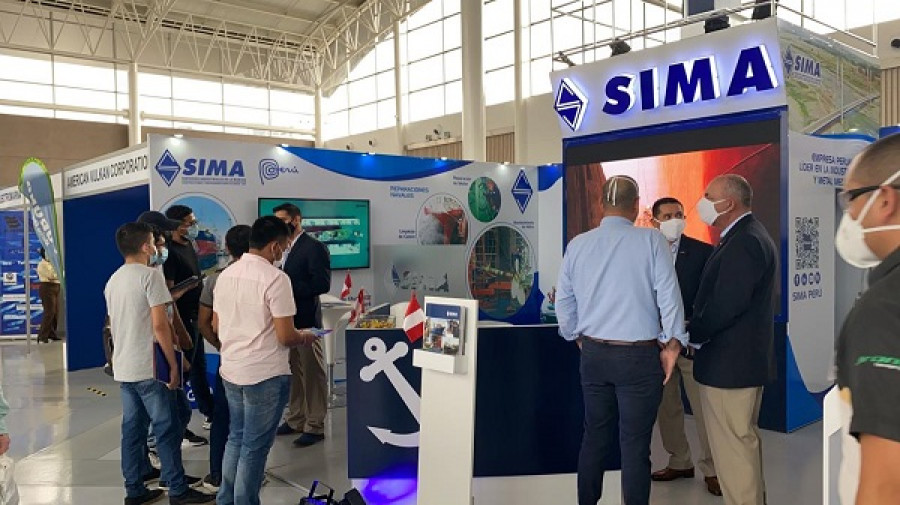 Stand de SIMA Perú en la feria Expo Pesca del Pacífico Sur 2021. Foto SIMA Perú