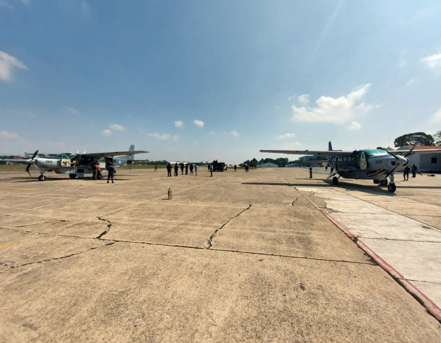 Instalaciones de la Fuerza Aérea Guatemalteca en el Aeropuerto La Aurora en Ciudad de Guatemala. Foto FAG