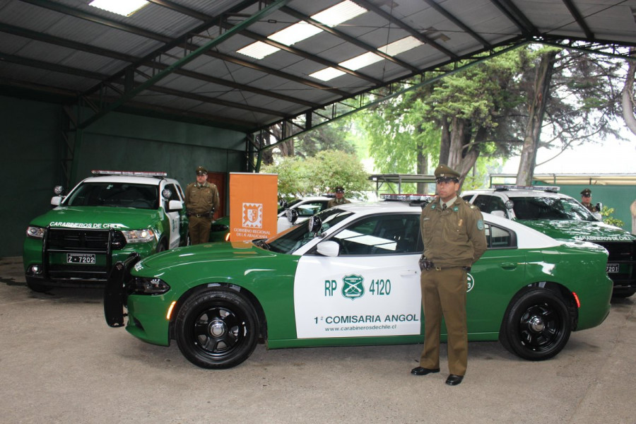 En el año 2016 la IX Zona de Carabineros recibió vehículos policiales Dodge. Foto Carabineros de Chile