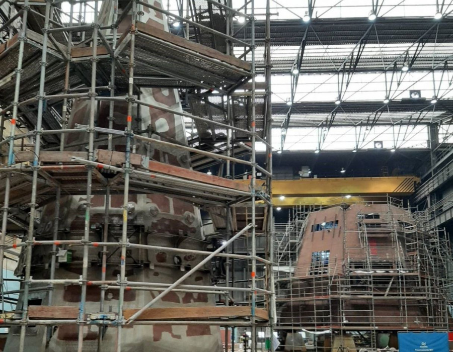 Bloque del prototipo del mástil de la F-110. Foto Navantia