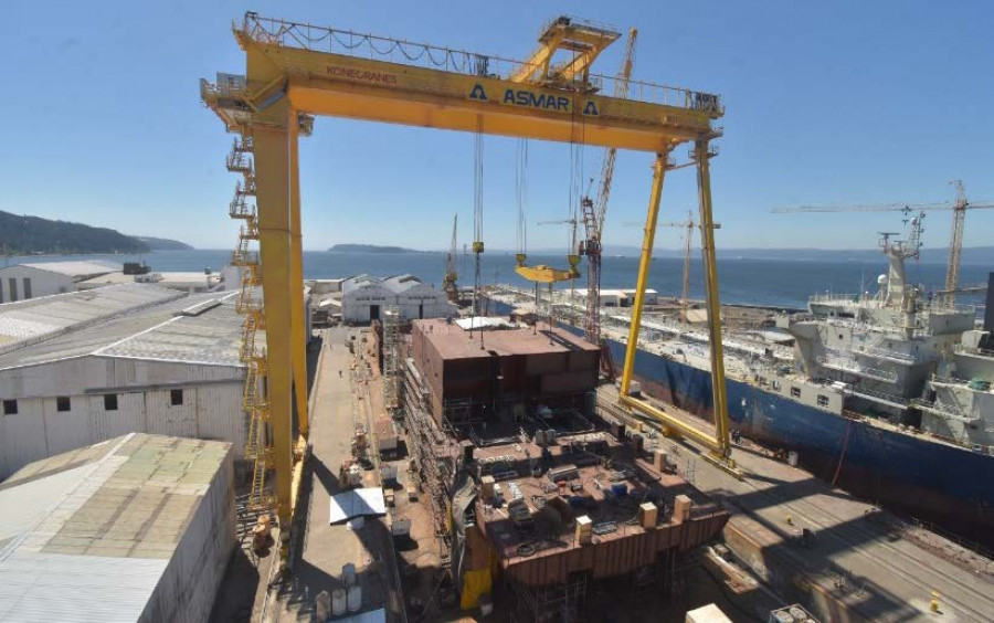 La construcción del rompehielos Almirante Óscar Viel registra más de un 40 de avance. Foto Asmar