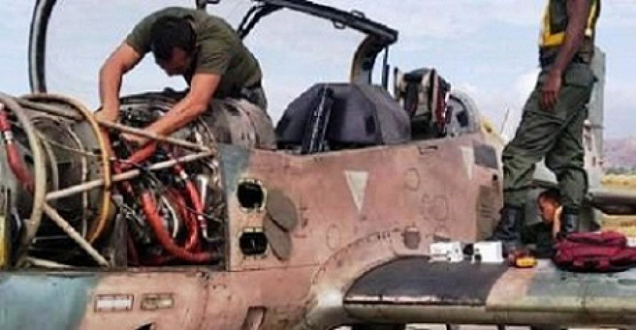 Avión Tucano en proceso de recuperación. Foto: Aviación Militar de Venezuela