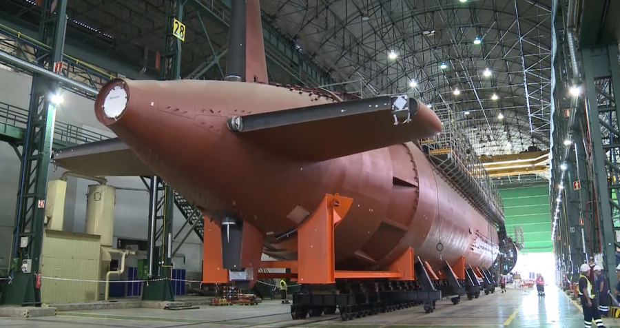 Submarino S81 Isaac Peral en el astillero de Cartagena. Foto: Navantia