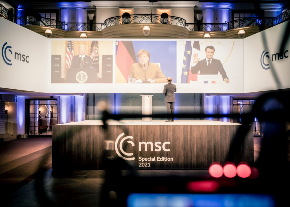 Biden, Merkel y Macron durante la última edición de la Conferencia de Seguridad de Múnich. Foto: MSC