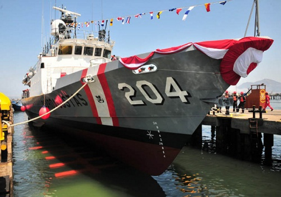 Patrullera marítima PM-204 BAP Río Pativilca en el sincroelevador de SIMA Chimbote. Foto: Marina de Guerra del Perú