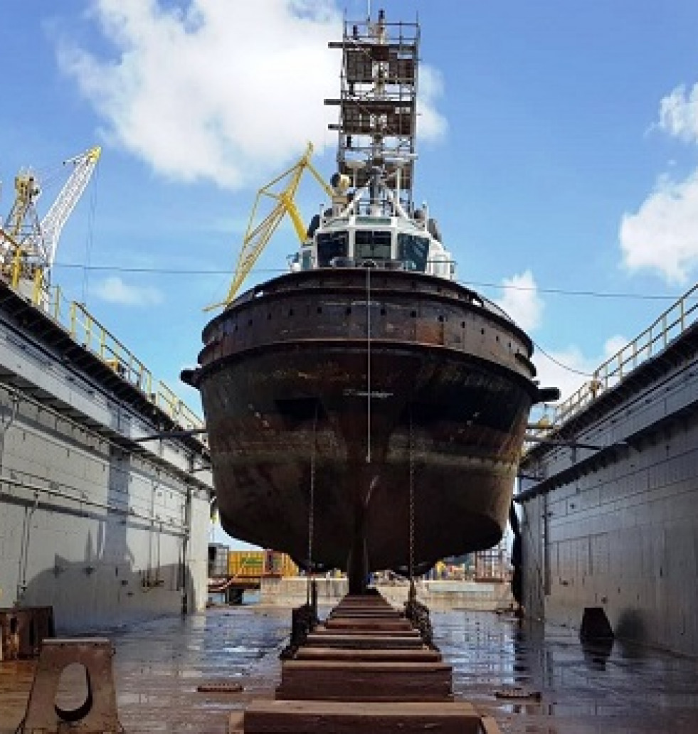 Dique flotante D del astillero Damen Shiprepair Curaçao. Foto: Damen.
