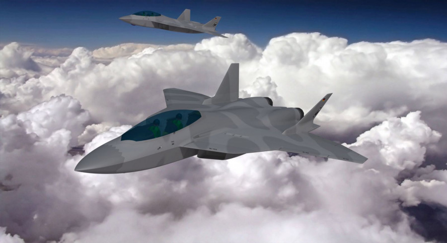 Representación del futuro FCAS. Imagen: Airbus