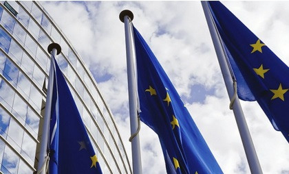Banderas europeas en Bruselas. Foto: EDA