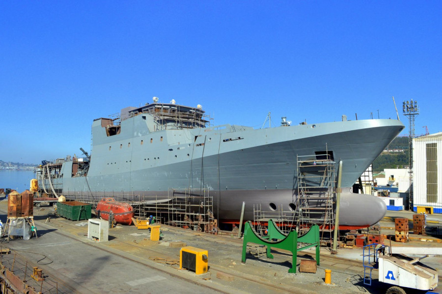 OPV-83 Marinero Fuentealba en la grada de construcción de Asmar Talcahuano. Foto: Armada de Chile