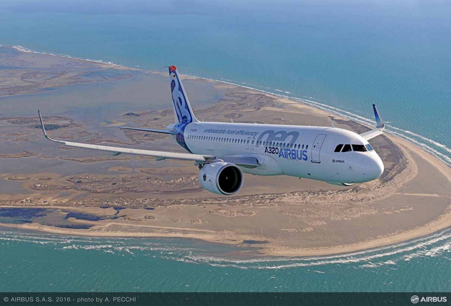 Avión de transporte Airbus A320. Foto: Airbus