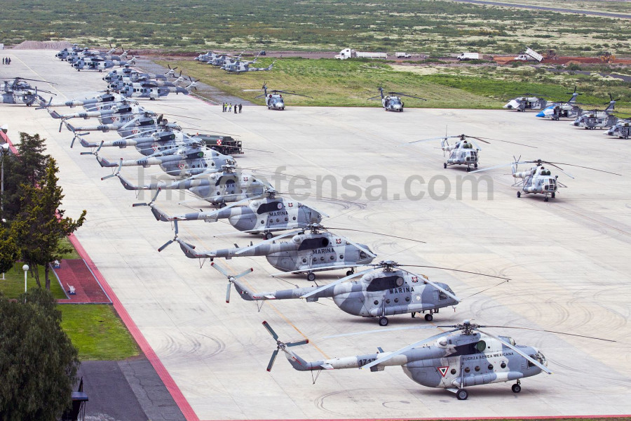 Una parte del grupo de helicópteros que participarán este 16 de septiembre. Imagen infodefensa