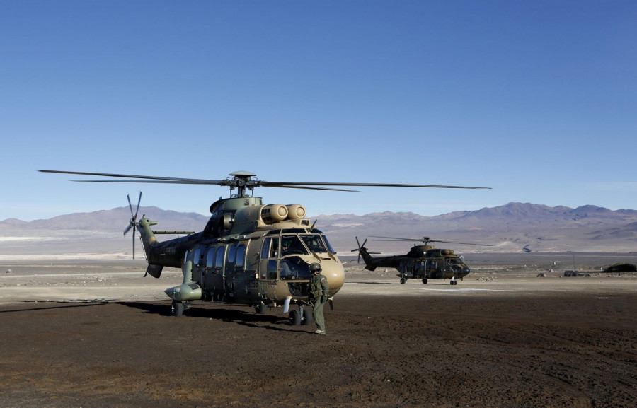 Helicópteros AS532 Cougar H215M de la Brigada de Aviación de Ejército Bave. Foto: Ministerio de Defensa de Chile