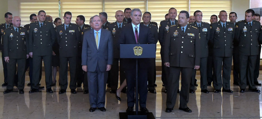 El presidente Duque anunciando la nueva política de seguridad. Foto: Ministerio de Defensa Nacional.